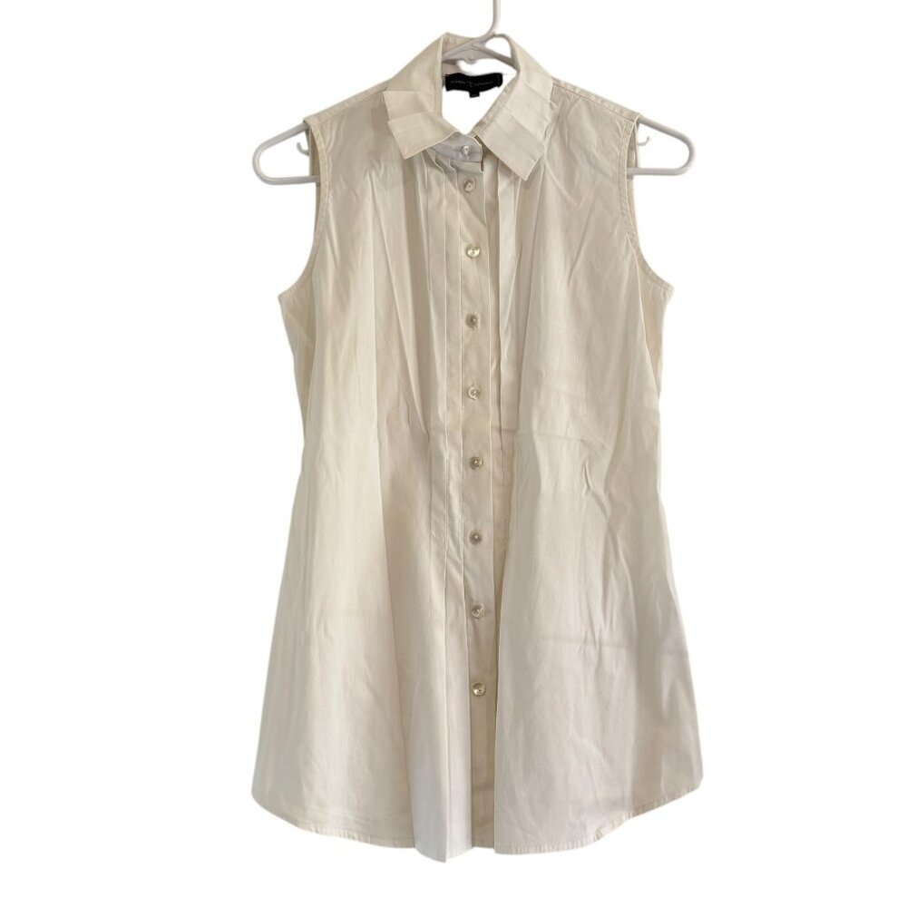 Jennifer Tattanelli Women's White‎ Collared Sleeveless Blouse Size S